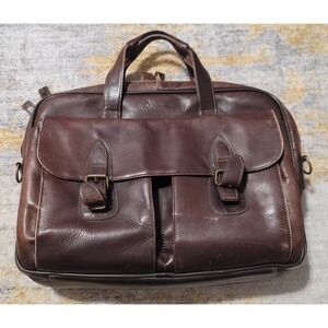 Franklin Covey ‎ Men's Padded Briefcase Business Brown Leather Bag